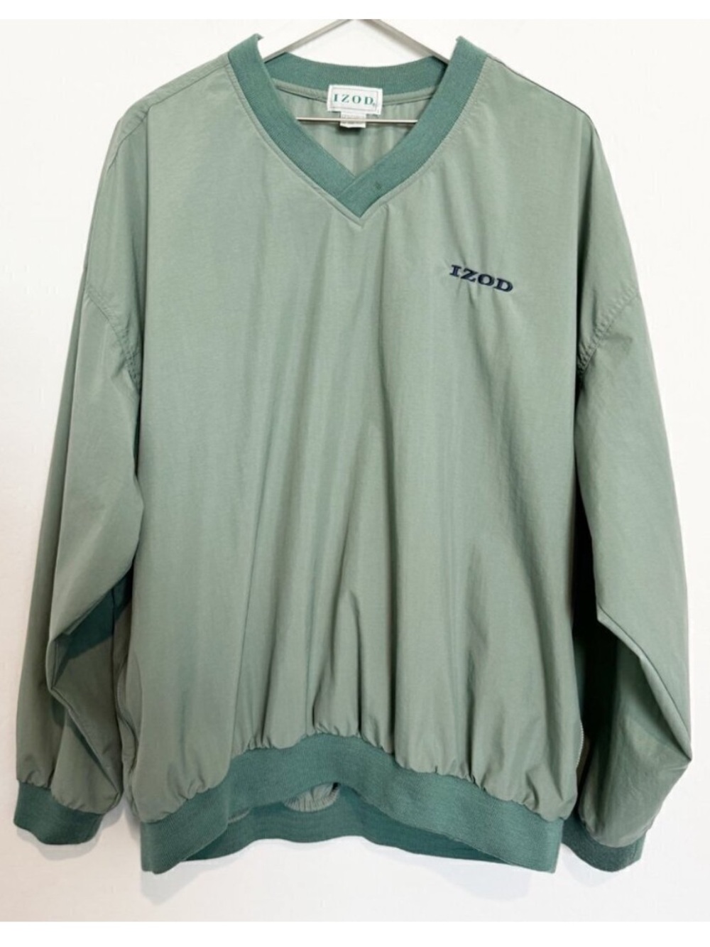 Izod Windbreaker Size XL Vintage Nylon V Neck Pullover Jacket Grandpacore Gorp